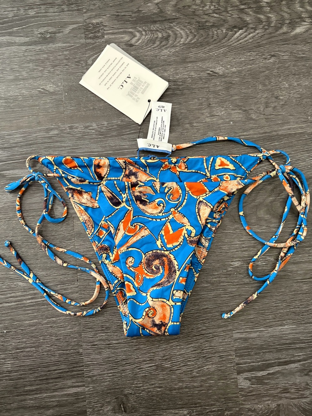 A.L.C. Amina String Swim Bikini Bottom Blue Sea Size XS NWT